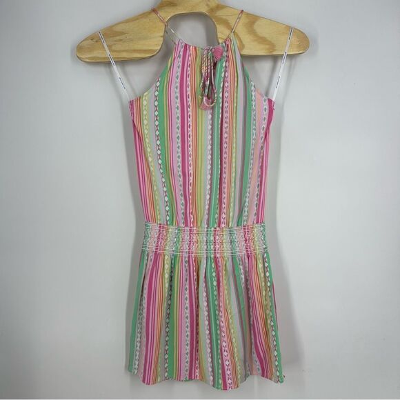 SOUTHERN TIDE Chantelle Petals Pastels Striped Mini Halter Dress Sz S - Picture 5 of 9